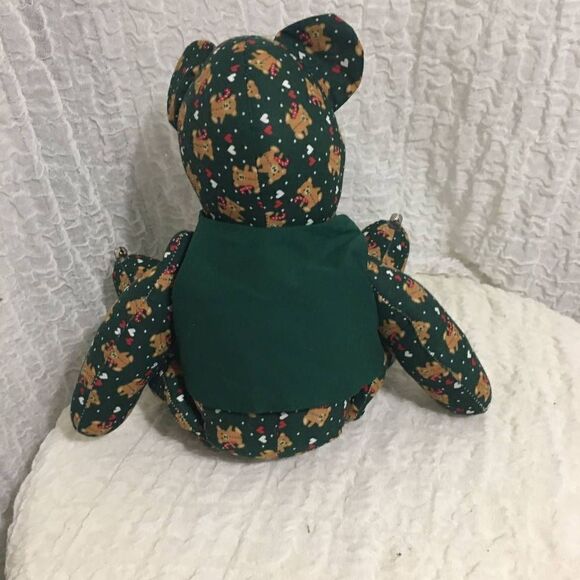 Christmas Vtg Green Teddy Bear - Picture 5 of 9